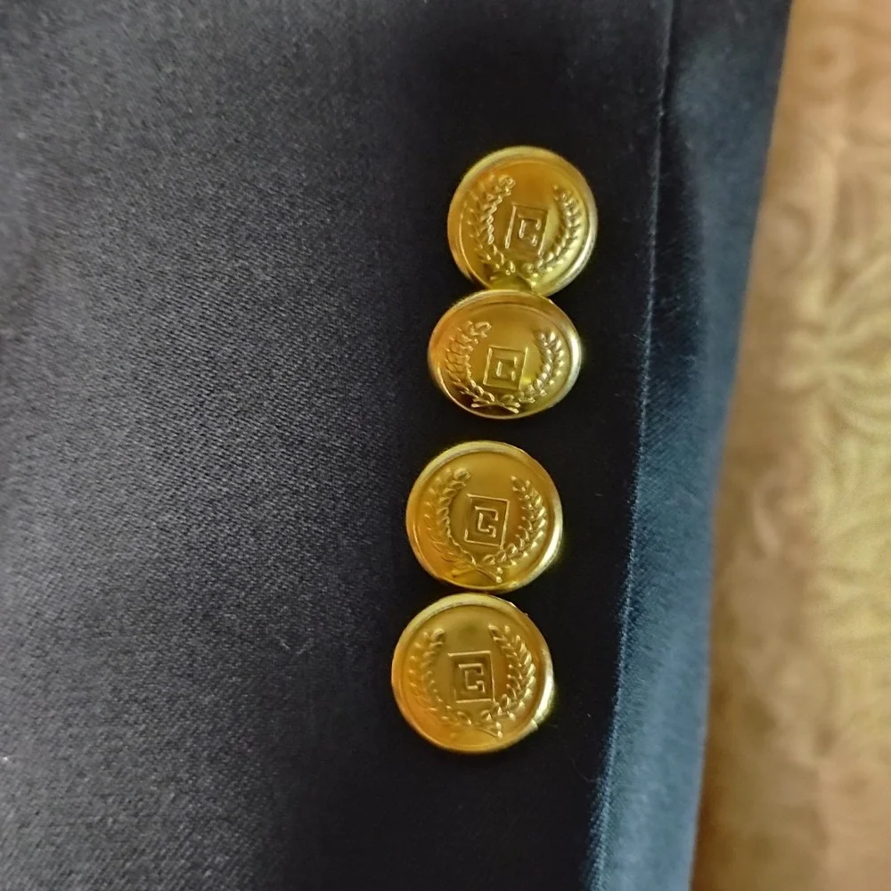 Chaps Blazer Jacket Mens 46R Navy Blue Gold Button Sport Coat Wool‎ -9